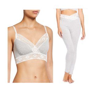NWOT Cosabella Adriana Striped Lace Trim Bralette and Sleep Leggings S/M